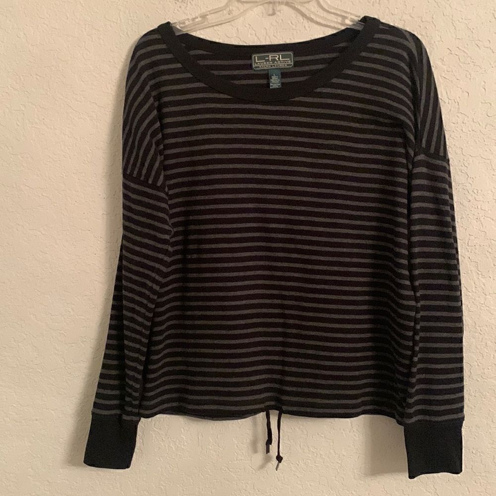 L-RL Lauren Active Cotton Crew Neck Striped Sweater Men’s Size L